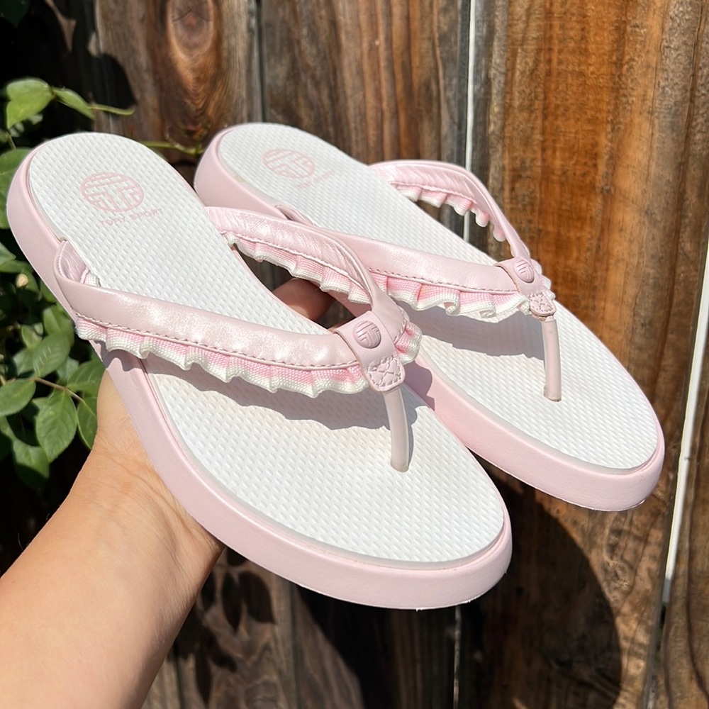 Tory Burch Tory Sport Pink Sandals Flip Flops Ruffle Size 7